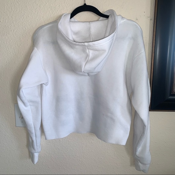 White Cropped Graphic Hoodie - Picture 5 of 8